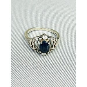 Sterling Silver Size 6 Ring With Dark Blue/Black Faux Stone NVC .925